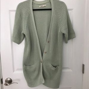 Long green knit cardigan